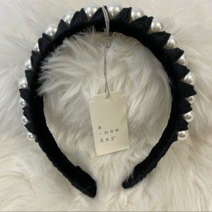 4/$20 A New Day Black Velvet Big Pearl Headband